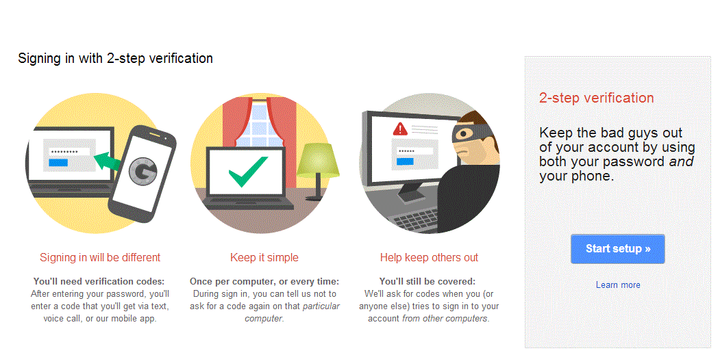 Google 2 step verification startup