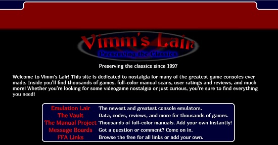 Vimms Lair - best site for roms and emulators
