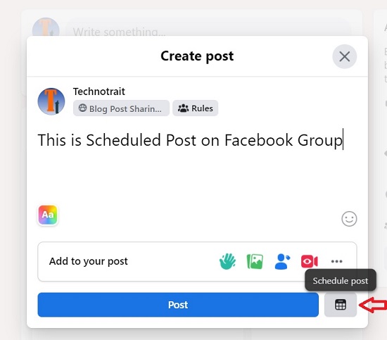 scheduled Facebook Group Post