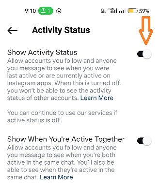 Instagram web version Settings How Others Can Interact With You Activity Status