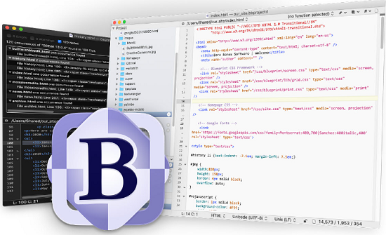 BBedit Bare Bones Text Editor Software BBEdit Mac text editor interface with advanced search replace