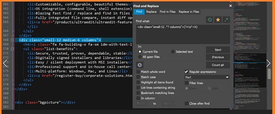 UltraEdit Text Editor UltraEdit Mac editor screenshot managing large code files